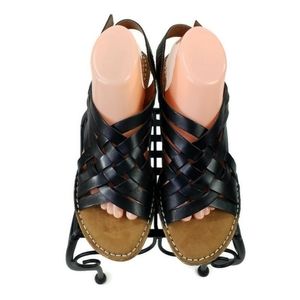 Naturalizer Thanya Black Leather Criss Cross Cork Platform Sandals Womens 11